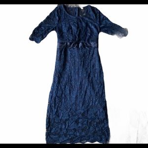 Navy Blue Lace Maternity Dress